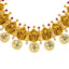 22K Antique Gold Lakshmi Temple Necklace w/ Emeralds, Ruby & CZ (78.4gm)