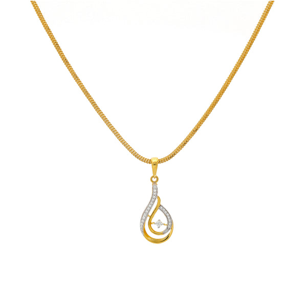 22K Yellow Gold & CZ Pendant Necklace Set (9.5gm) | 



Unveil the allure of this stylish 22k yellow gold pendant necklace and earring set by Virani ...