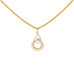 22K Yellow Gold & CZ Pendant Necklace (2.8gm)