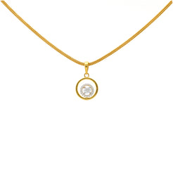 22K Yellow Gold & CZ Pendant Necklace (2.5gm)