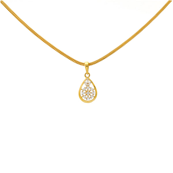 22K Yellow Gold & CZ Pendant Necklace (2.1gm) | 



Unveil the allure of this modern 22k yellow gold pendant necklace by Virani Jewelers. Meticul...