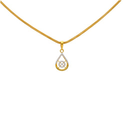 22K Yellow Gold & CZ Pendant Necklace (1.8gm)