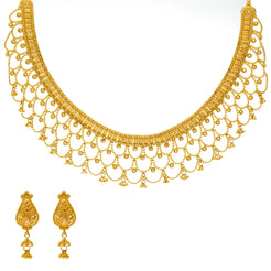 22K Yellow Gold Beaded Necklace Set (43.2gm)