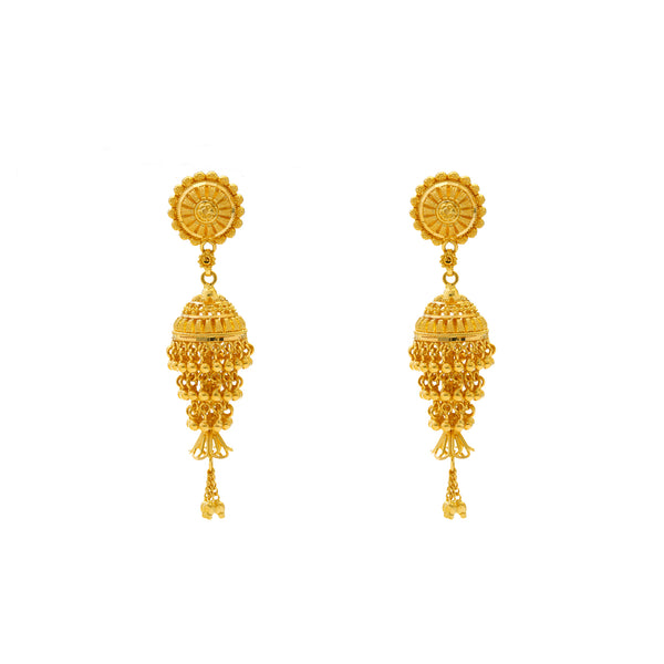 22K Yellow Gold Jhumki Earrings (18.7gm) | 



Embrace the timeless allure of fine gold with this pair of exquisite 22k yellow gold Jhumki e...