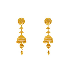 22K Yellow Gold Jhumki Earrings (16.8gm)