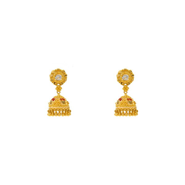 22K Yellow Gold Jhumki Earrings (9.4gm) | 



Adorn yourself with the splendor of traditional Indian gold jewelry while wearing these exqui...