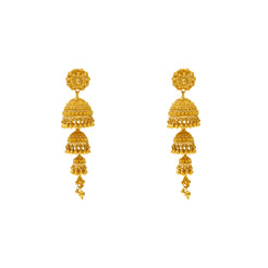 22K Yellow Gold Layered Jhumki Earrings (18.7gm)