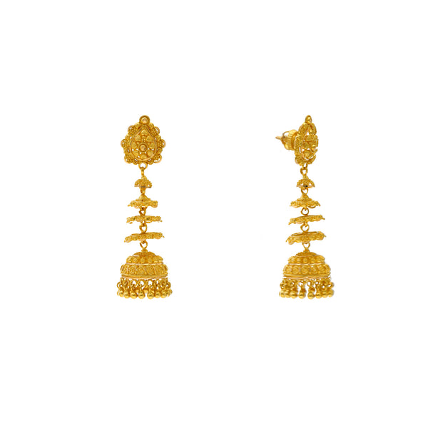 22K Yellow Gold Layered Jhumki Earrings (16gm) | 



Adorn yourself with the elegance of Indian gold traditional jewelry by wearing these exquisit...