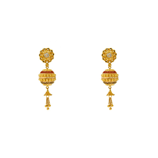22K Yellow Gold Drop/Dangle Earrings (9.7gm) | 



Make a statement of refined elegance with these stunning 22k gold earrings by Virani Jewelers...