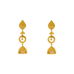 22K Yellow Gold Jhumki Earrings (14.3gm)
