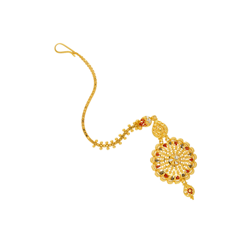 22K Yellow Gold Tikka (7.5gm) | 



Immerse yourself in the regal splendor of this 22k gold tikka by Virani Jewelers. Crafted wit...