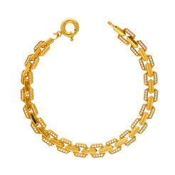 22K Yellow Gold & CZ Link Bracelet (17gm)