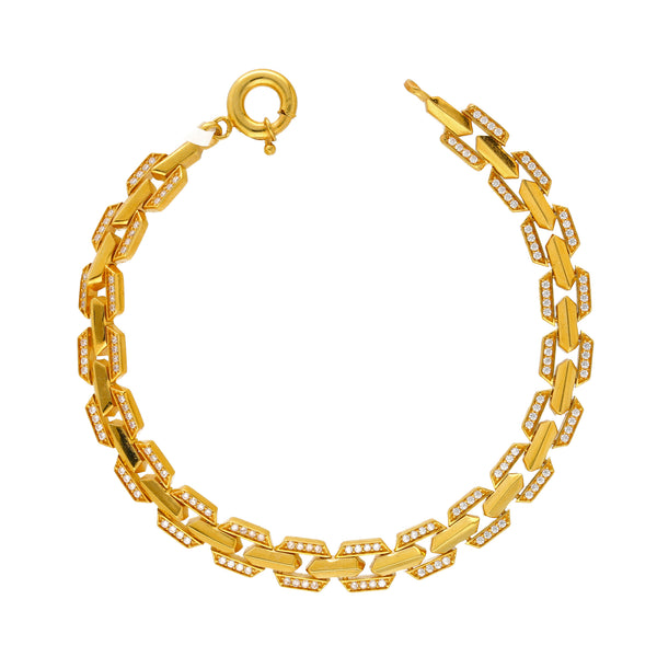 22K Yellow Gold & CZ Link Bracelet (17gm) | 



Make a statement of refined taste with this 22k yellow gold and cubic zirconia bracelet by Vi...