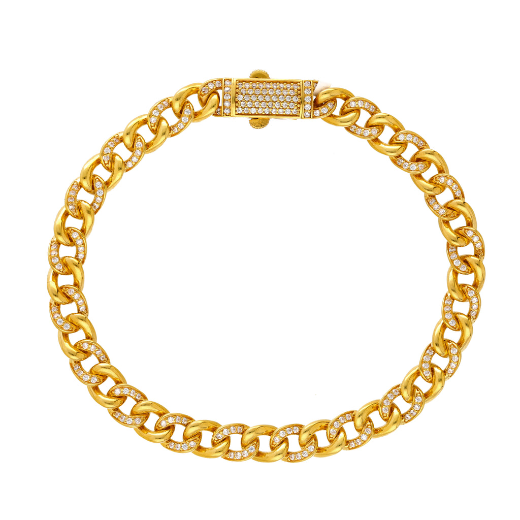22K Yellow Gold & CZ Link Bracelet (18gm) | 



Elevate your wrist game with this 22k gold and cubic zirconia bracelet by Virani Jewelers. Ma...