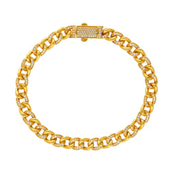 22K Yellow Gold & CZ Link Bracelet (18gm)