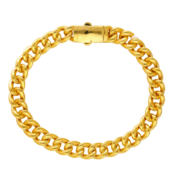 22K Yellow Gold Link Bracelet (22.2gm) | 



Indulge in luxury with this stunning 22k multi-tone gold bracelet  by Virani Jewelers. Featur...