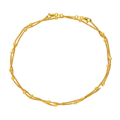 22K Yellow Gold Beaded Ankle Bracelet Set of 2 (6.6gm)