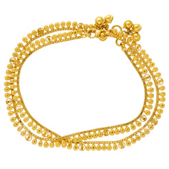 22K Yellow Gold Beaded Ankle Bracelet Set of 2 (20gm)