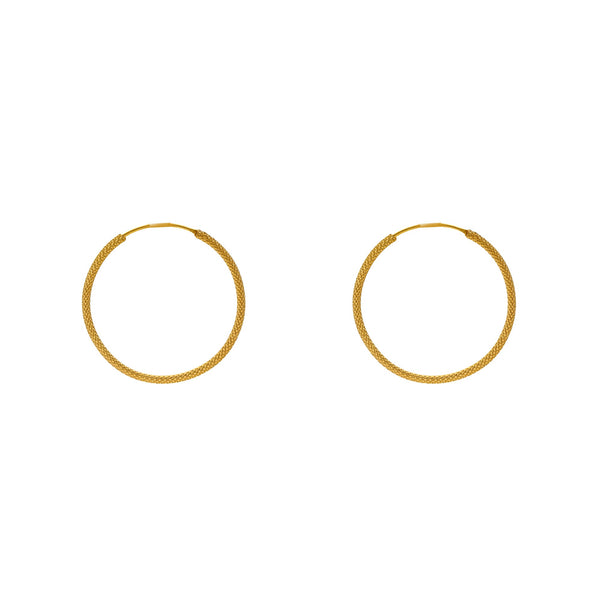 22K Yellow Thin Hoop Earrings (3.9 gms) | 


This simple pair of 22k Indian gold hoop earrings have a classic design and minimal appeal tha...