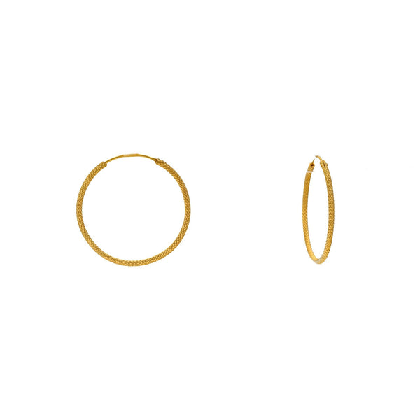 22K Yellow Thin Hoop Earrings (3.1 Gms) | 


This simple pair of 22k Indian gold hoop earrings have a classic design and minimal appeal tha...