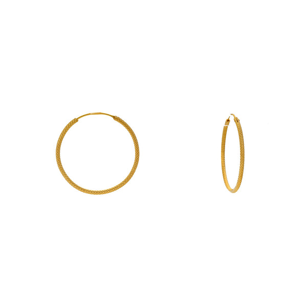 22K Yellow Thin Hoop Earrings (3.9 gms) | 


This simple pair of 22k Indian gold hoop earrings have a classic design and minimal appeal tha...