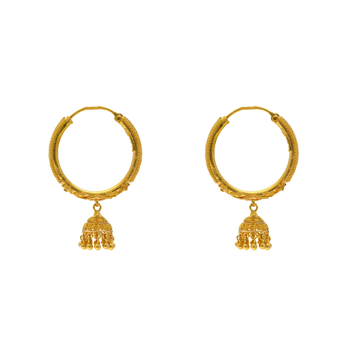 22K Gold Mini Textured Hoop Earrings (1.50G) - Queen of Hearts Jewelry