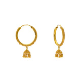 22K Yellow Beaded Jhumka Hoop Earrings (13.5gm) | 


This classy pair of 22k yellow gold hoops earrings features a small gold jhumka with beaded ac...