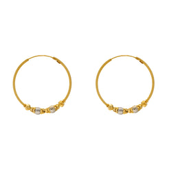 22K Yellow & White Gold Jhumka Hoop Earrings (7.5gm)