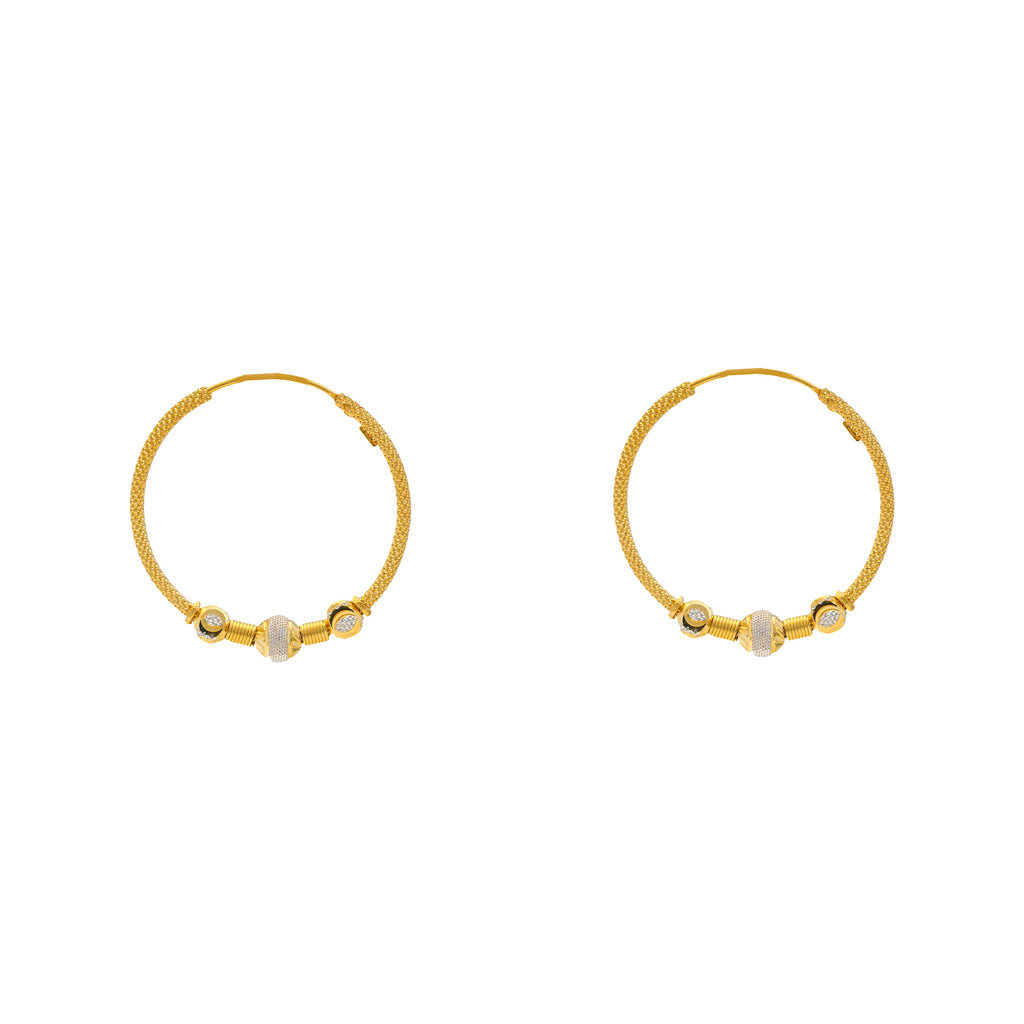 22K Yellow Gold Earrings, Vintage Antique Design Indian Earrings With  Dangling Beads Wedding Earrings, K2307 - Etsy