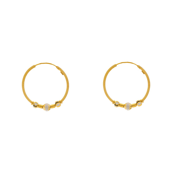 22K Yellow & White Gold Beaded Hoop Earrings (4.7gm) | 


The minimal style of these 22k gold hoop earrings makes them ideal for daily wear with busines...