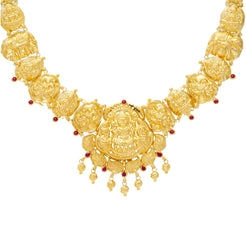 22K Yellow Gold & Ruby Laxmi Necklace (21.8gm)
