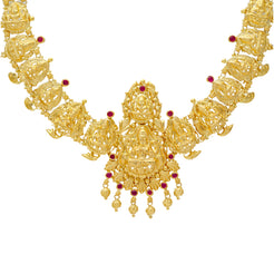 22K Yellow Gold & Ruby Laxmi Necklace (22gm)