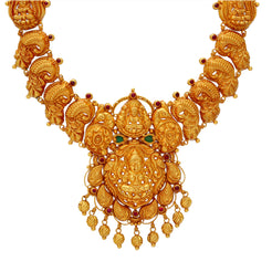 22K Yellow Gold, Emerald & Ruby Laxmi Necklace (34.9gm)