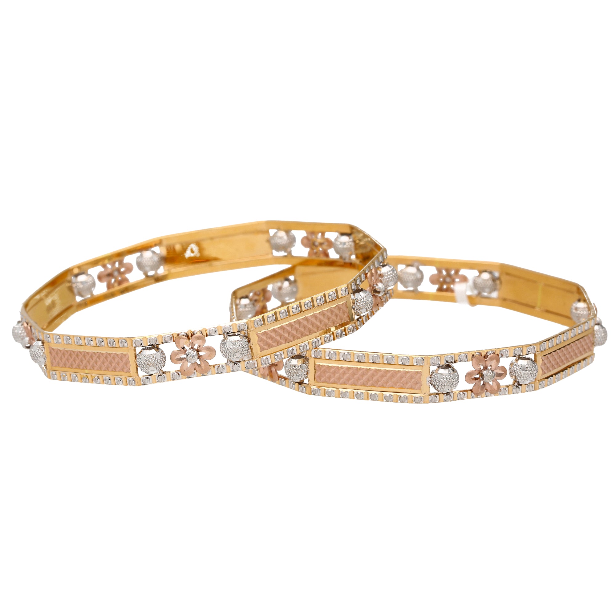 22K Multi-Tone Gold Bangle Set of 2 (45gm) – Virani Jewelers
