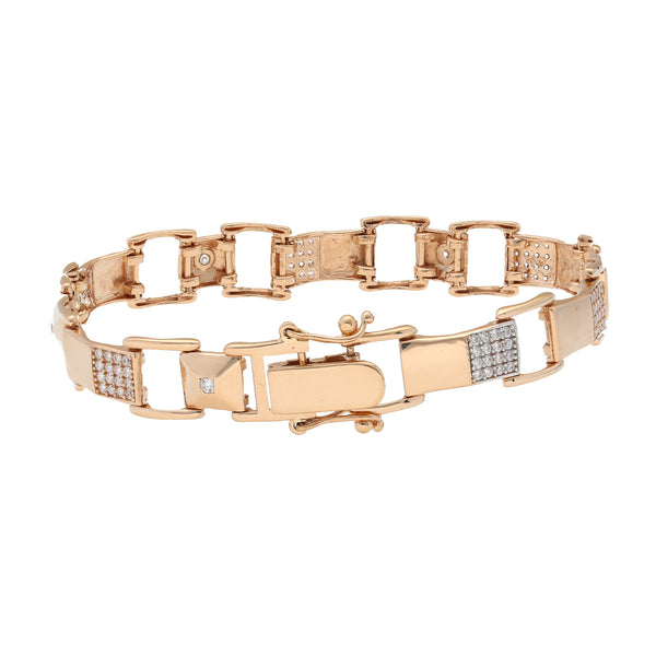 18K Rose Gold & CZ Link Bracelet (18.2gm) | 


Indulge in the allure of fine gold jewelry with this 18K rose gold and cubic zirconia bracelet...