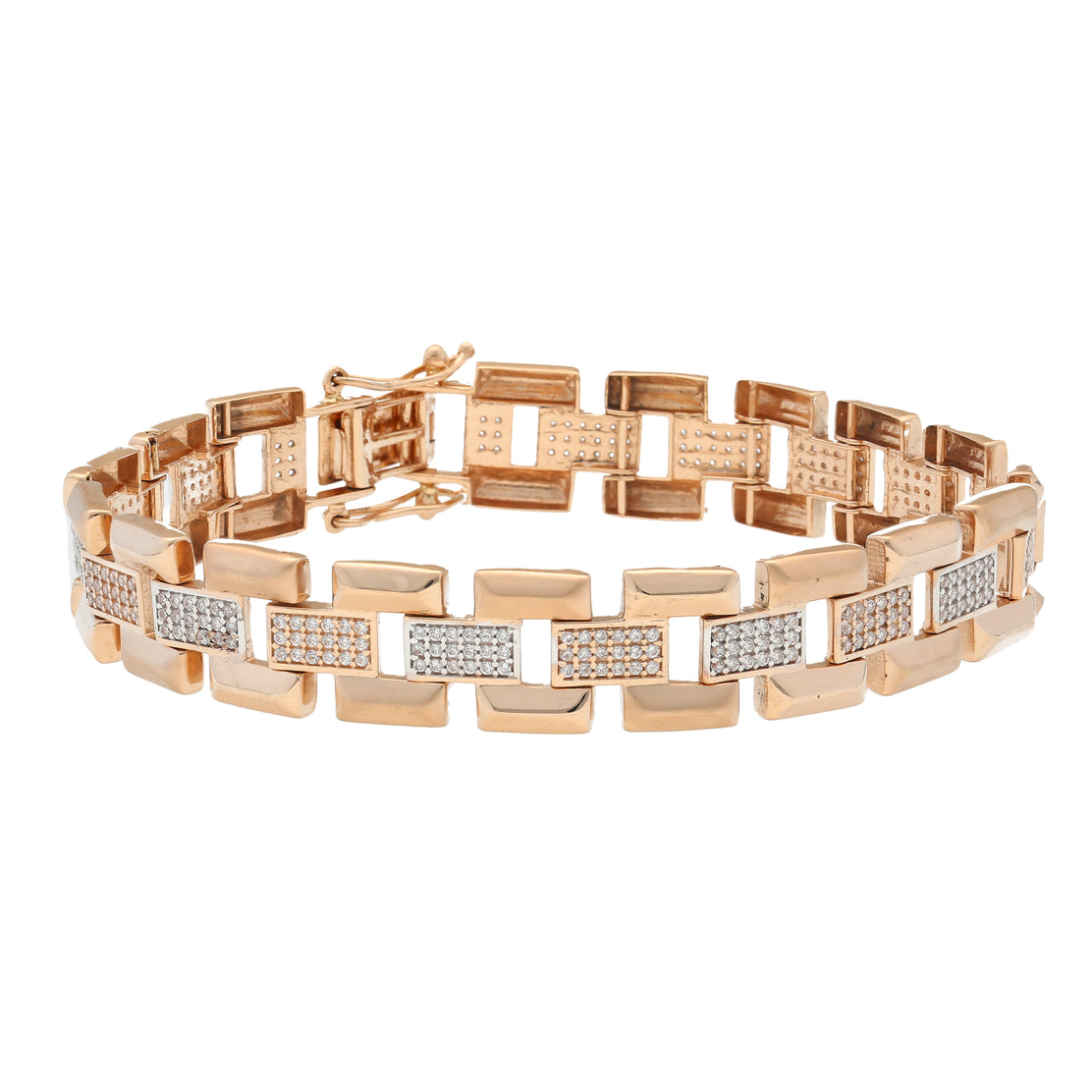 18K Rose Gold CZ Link Bracelet 22.8gm Virani Jewelers