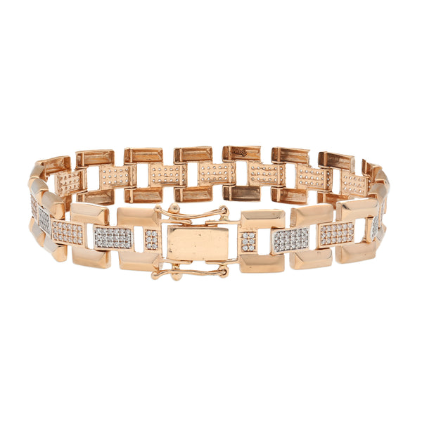 18K Rose Gold & CZ Link Bracelet (22.8gm) | 


Enhance your jewelry collection with this exquisite 18k rose gold and cubic zirconia link brac...