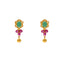 22K Yellow Gold, Emerald & Ruby Earrings (4.4gm)