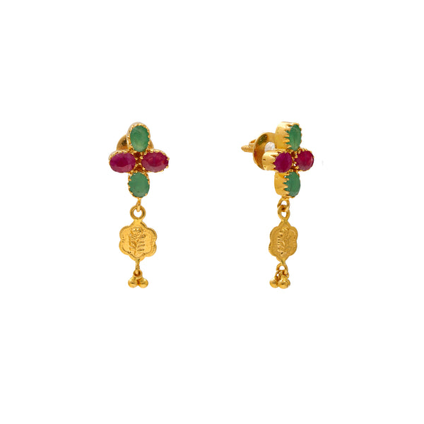 22K Yellow Gold, Ruby & Emerald Earrings (5.4gm) | 


Discover the magnificence of Virani Jeweler's earring collection with this elegant pair of 22k...