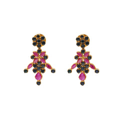 22K Yellow Gold, Sapphire & Ruby Earrings (11.8gm)
