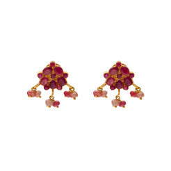 22K Yellow Gold & Ruby Earrings (7.8gm)