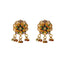 22K Yellow Gold, Emerald, Ruby & Pearl Earrings (10.7gm)