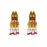 22K Yellow Gold, Emerald & Ruby Earrings (8.7gm) | 


Immerse yourself in the world of splendor with these 22k gold and gemstone earrings.   Crafted...