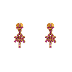22K Yellow Gold & Rubies Earrings (7gm)