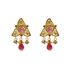 22K Yellow Gold Ruby Earrings (14.1gm)