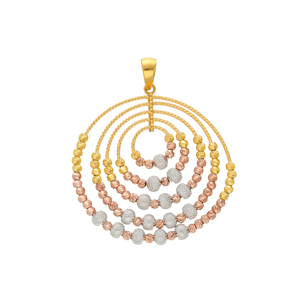 22K Multi-Tone Gold Beaded Pendant (10gm) | 




Elevate your style with this exquisite 22k gold beaded pendant by Virani Jewelers. Crafted i...