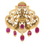 22K Yellow Gold Laxmi Pendant w/ Emeralds, Rubies & CZ (29.4gm)