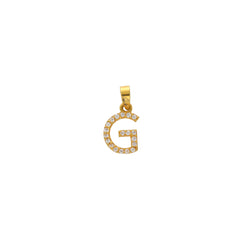 22K Yellow Gold & CZ Letter G Pendant (1.6gm)