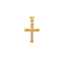 22K Yellow Gold & CZ Cross Pendant (2.6gm)