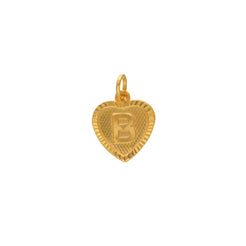22K Yellow Gold Letter B Heart Shaped Pendant (1.2gm)